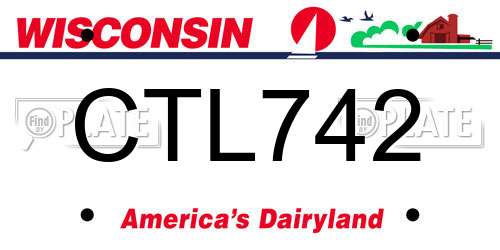CTL742 Wisconsin License Plate