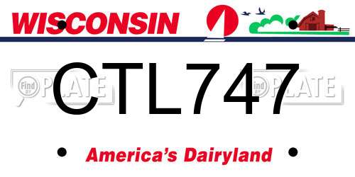 CTL747 Wisconsin License Plate