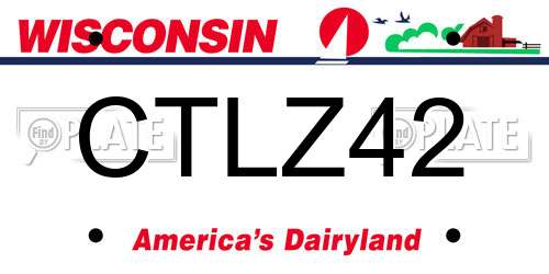 CTLZ42 Wisconsin License Plate