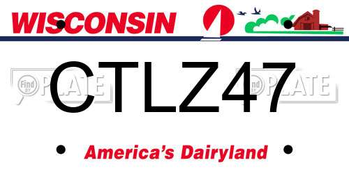 CTLZ47 Wisconsin License Plate