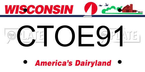 CTOE91 Wisconsin License Plate