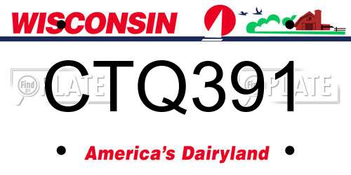 CTQ391 Wisconsin License Plate