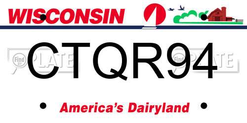CTQR94 Wisconsin License Plate