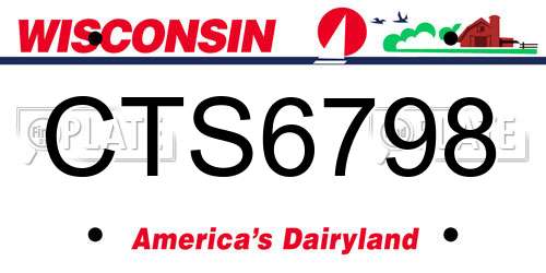 CTS6798 Wisconsin License Plate