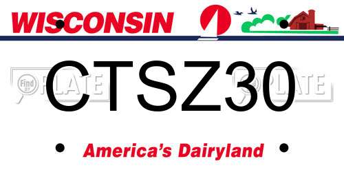 CTSZ30 Wisconsin License Plate
