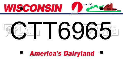 CTT6965 Wisconsin License Plate