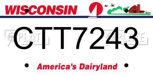 CTT7243 Wisconsin License Plate