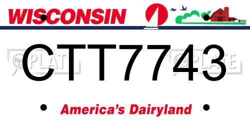 CTT7743 Wisconsin License Plate