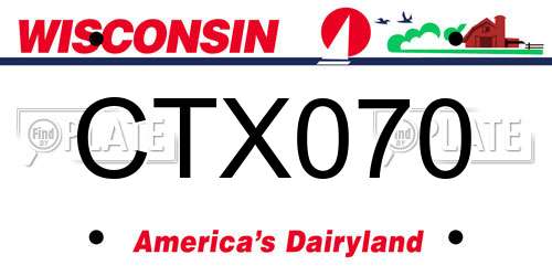 CTX070 Wisconsin License Plate