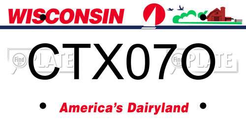 CTX07O Wisconsin License Plate