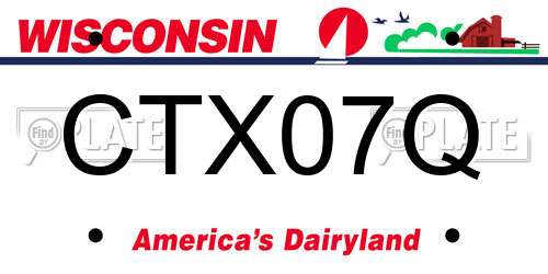 CTX07Q Wisconsin License Plate