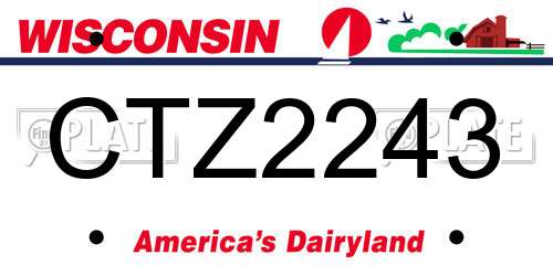 CTZ2243 Wisconsin License Plate