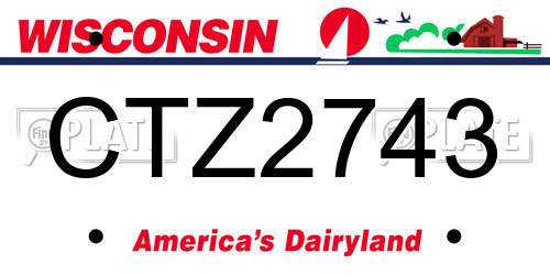 CTZ2743 Wisconsin License Plate