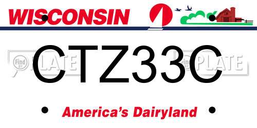 CTZ33C Wisconsin License Plate