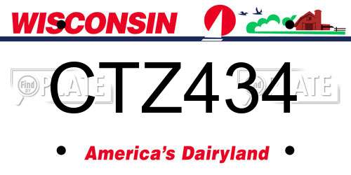 CTZ434 Wisconsin License Plate
