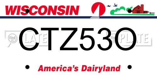 CTZ53O Wisconsin License Plate