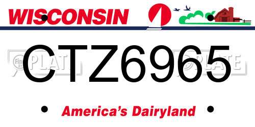 CTZ6965 Wisconsin License Plate