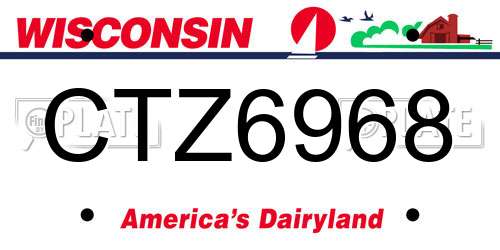 CTZ6968 Wisconsin License Plate