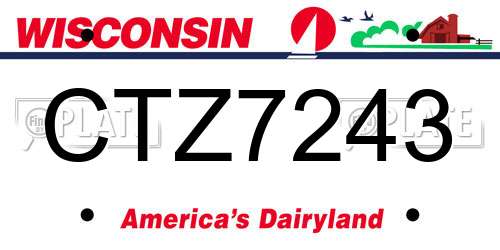 CTZ7243 Wisconsin License Plate