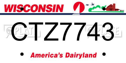 CTZ7743 Wisconsin License Plate