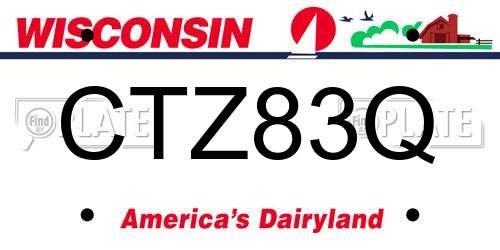 CTZ83Q Wisconsin License Plate