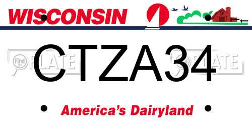 CTZA34 Wisconsin License Plate