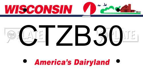 CTZB30 Wisconsin License Plate