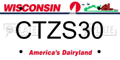 CTZS30 Wisconsin License Plate