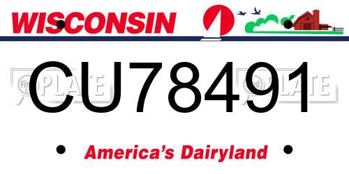 CU78491 Wisconsin License Plate