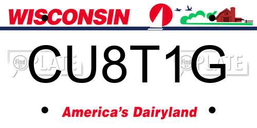 CU8T1G Wisconsin License Plate