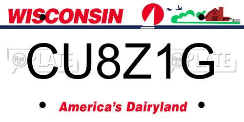 CU8Z1G Wisconsin License Plate