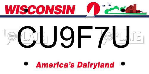 CU9F7U Wisconsin License Plate