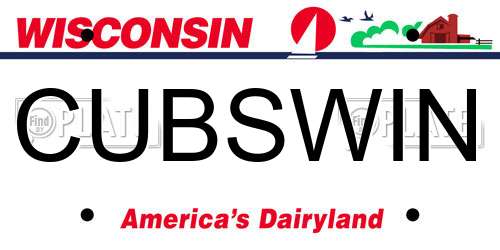 CUBSWIN Wisconsin License Plate