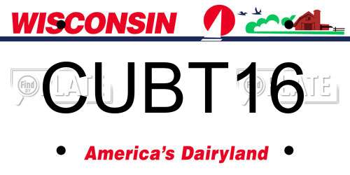 CUBT16 Wisconsin License Plate