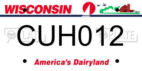 CUH012 Wisconsin License Plate