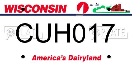 CUH017 Wisconsin License Plate