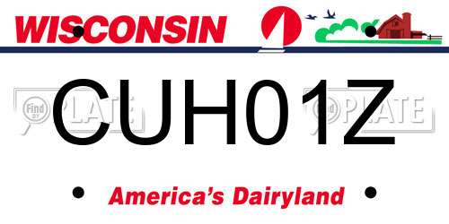 CUH01Z Wisconsin License Plate