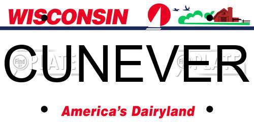 CUNEVER Wisconsin License Plate