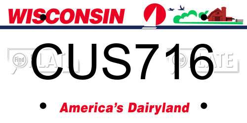 CUS716 Wisconsin License Plate