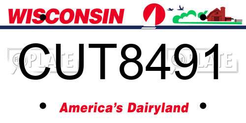 CUT8491 Wisconsin License Plate