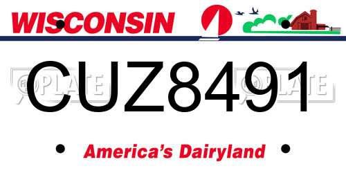 CUZ8491 Wisconsin License Plate