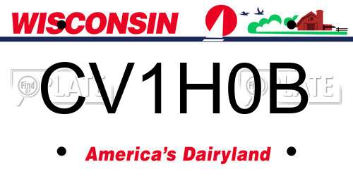 CV1H0B Wisconsin License Plate