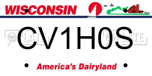 CV1H0S Wisconsin License Plate