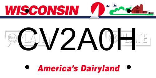 CV2A0H Wisconsin License Plate