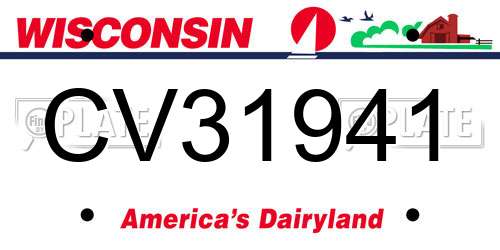 CV31941 Wisconsin License Plate
