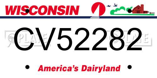 CV52282 Wisconsin License Plate