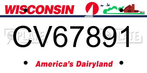 CV67891 Wisconsin License Plate