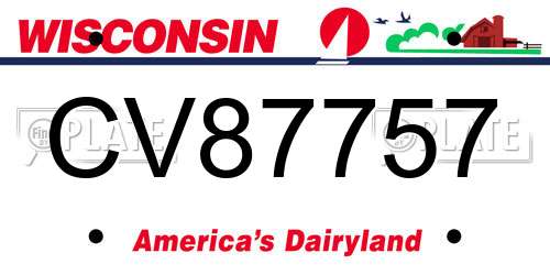 CV87757 Wisconsin License Plate