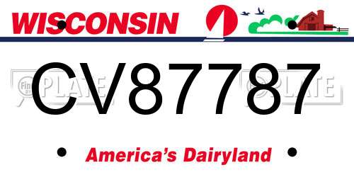 CV87787 Wisconsin License Plate