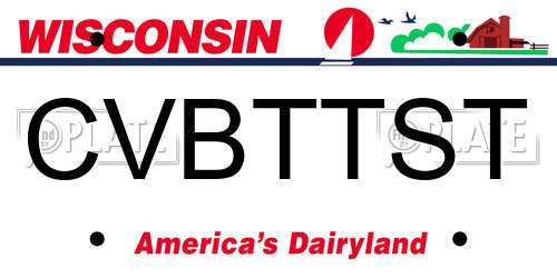 CVBTTST Wisconsin License Plate